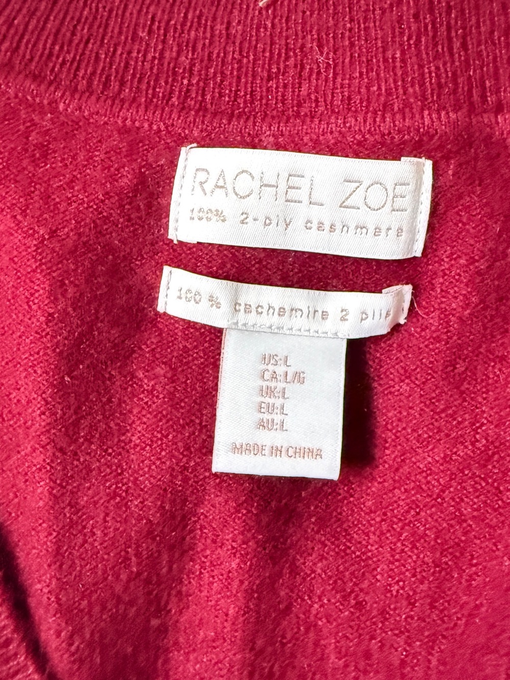 Cashmere V-Neck Burgundy Women’s Sweater - Picture 4 of 4